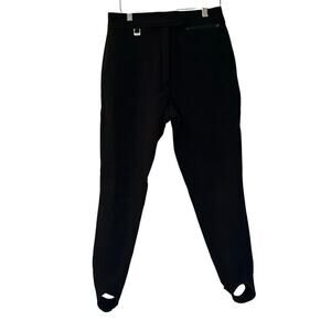 Black Fera Ski Pants sz 10 Long Tailored Stirrup Insulated Ski Pants Wool Blend